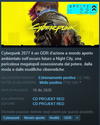 Cyberpunk 2077 - Estremamente positiva